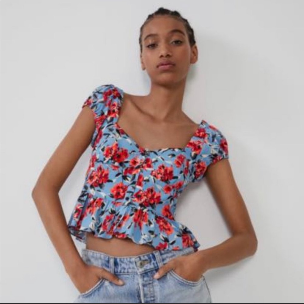 ZARA Floral Crop Top S